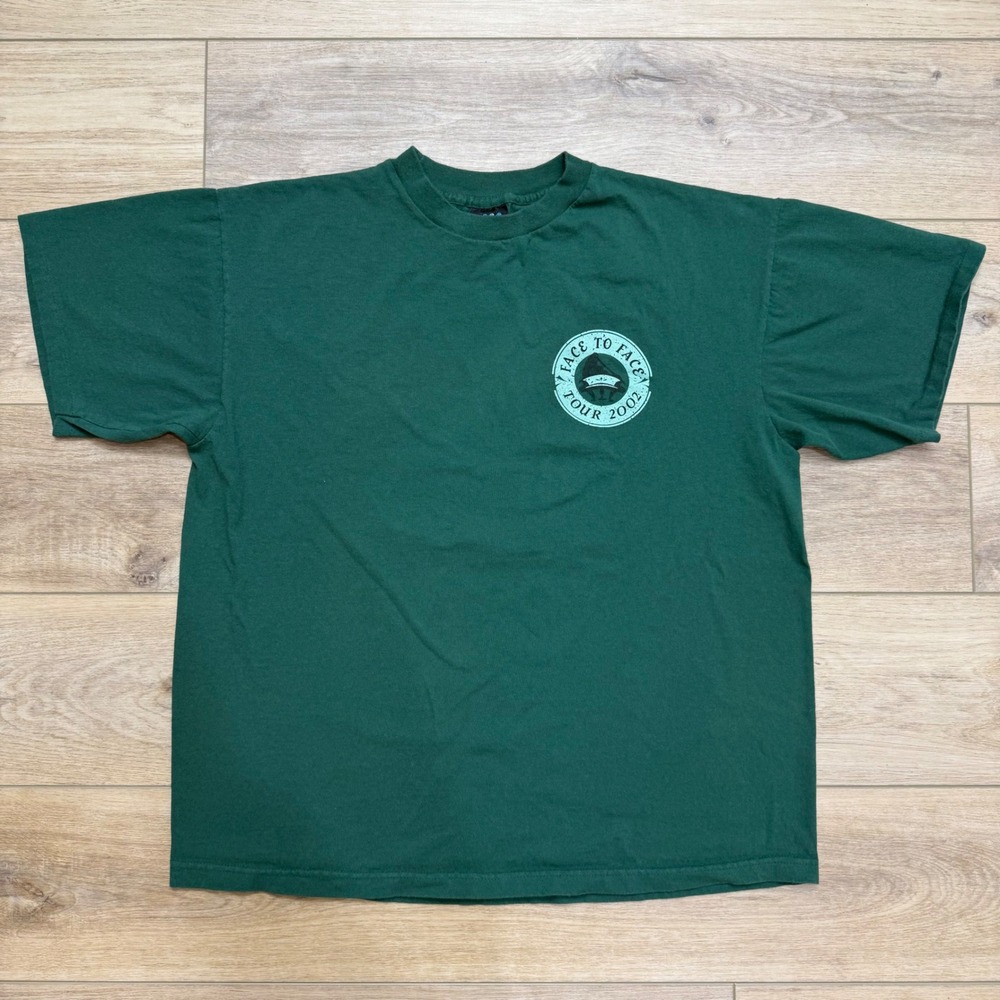 Vintage Elton John Billy Joel Face to Face Tour 2002 T-Shirt Green Mens XL USA